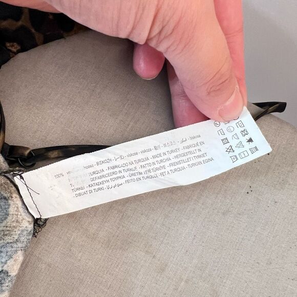 Zara green and black leopard print satin midi slip dress size XS - Picture 10 of 11